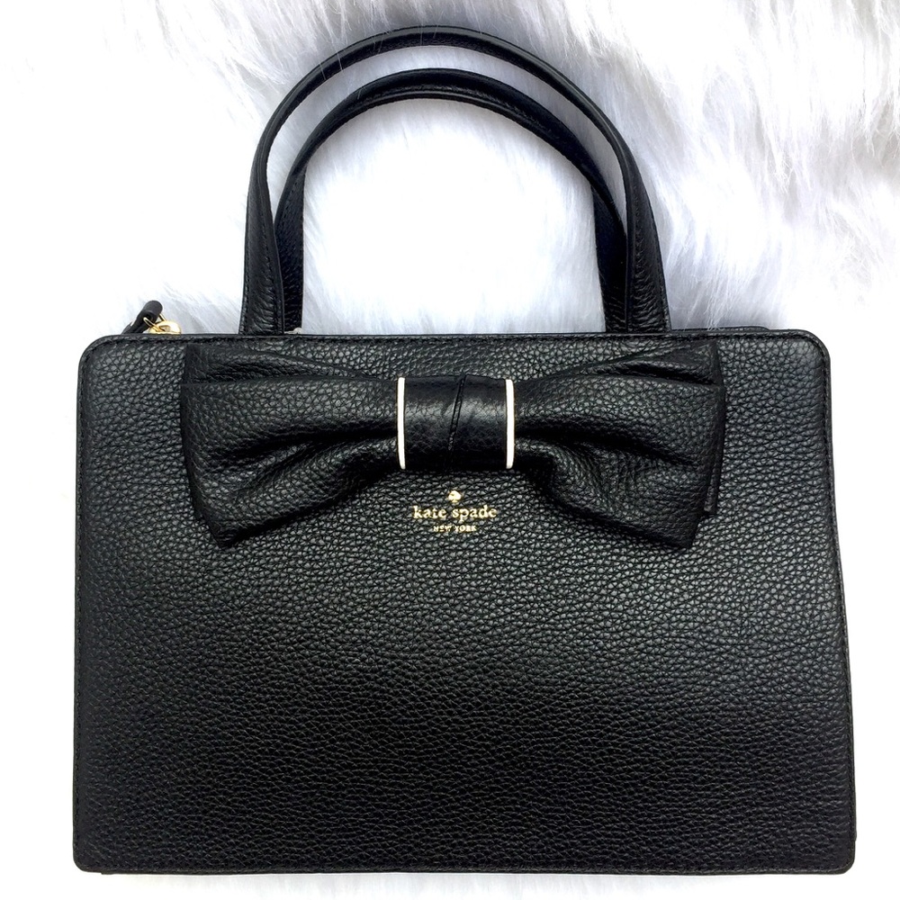 🆕 KATE SPADE♠️ Bow Lise Rosewood Place Black Purse